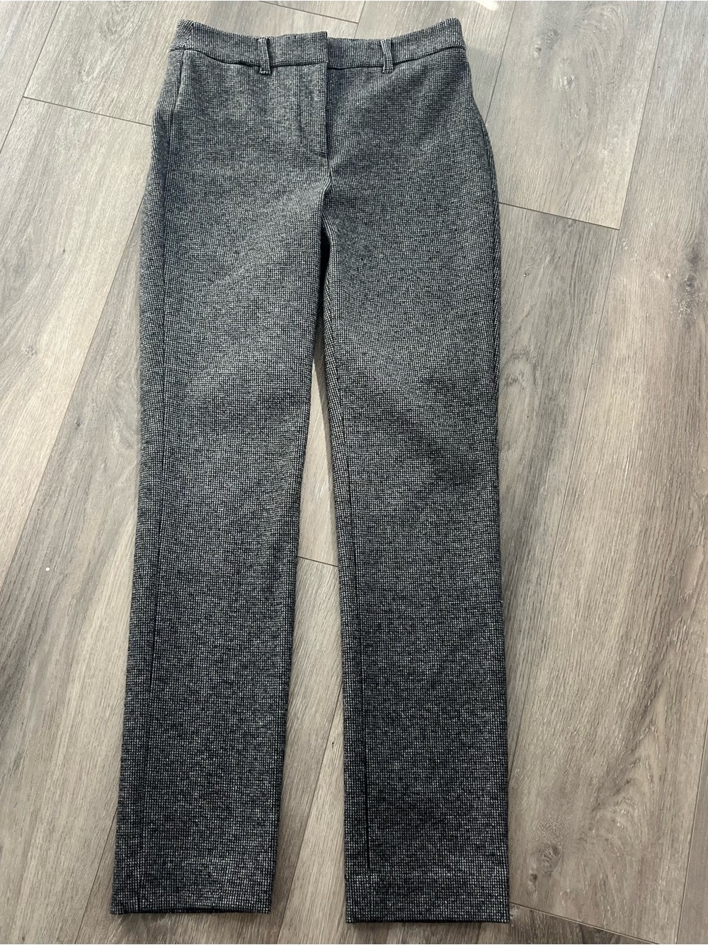 White House Black Market Slim Trouser Pants Gray Black Houndstooth Size 00
